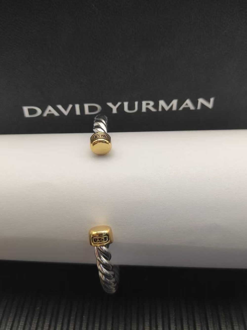 David Yurman Silver and Gold Cable Baby Bangle - Picture 6 of 6